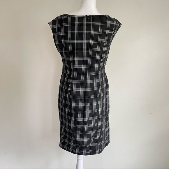 WORTH Black Plaid Sheath Wool Blend Sleeveless Dress Women’s Size 6 - Picture 2 of 9
